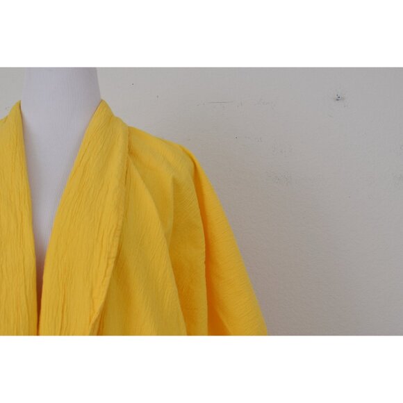 Vintge 80s Bright Yellow All Cotton‎ Blazer Coat size L - Picture 9 of 10